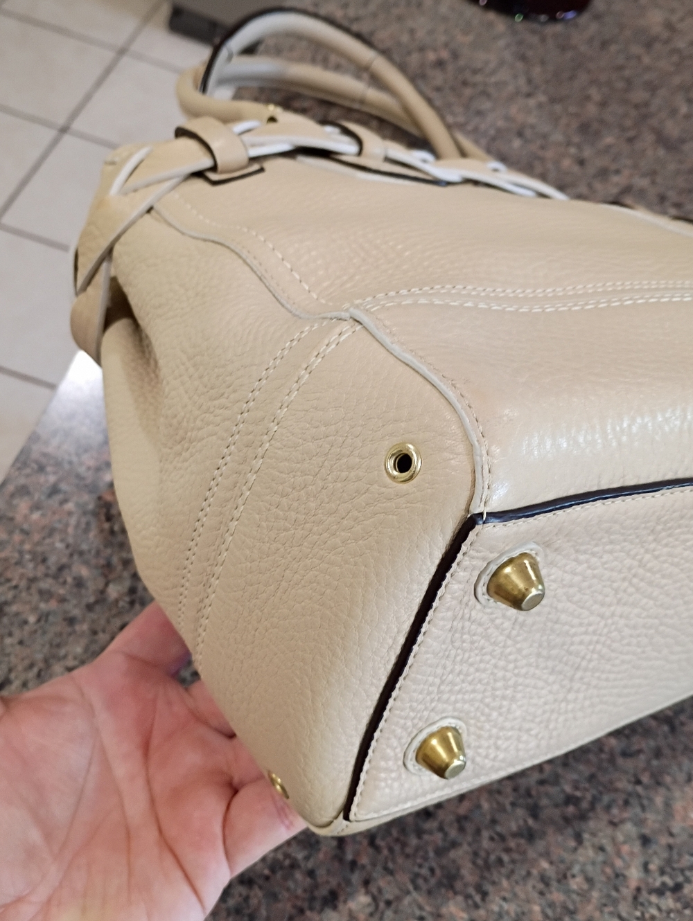 Coach Hamton Briaded Pebbled Leather Satchel Bag in Chalk - Picture 11 of 16